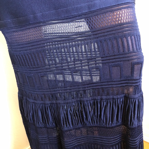 Herve Leger L Navy Blue Bandage Dress - Picture 4 of 11